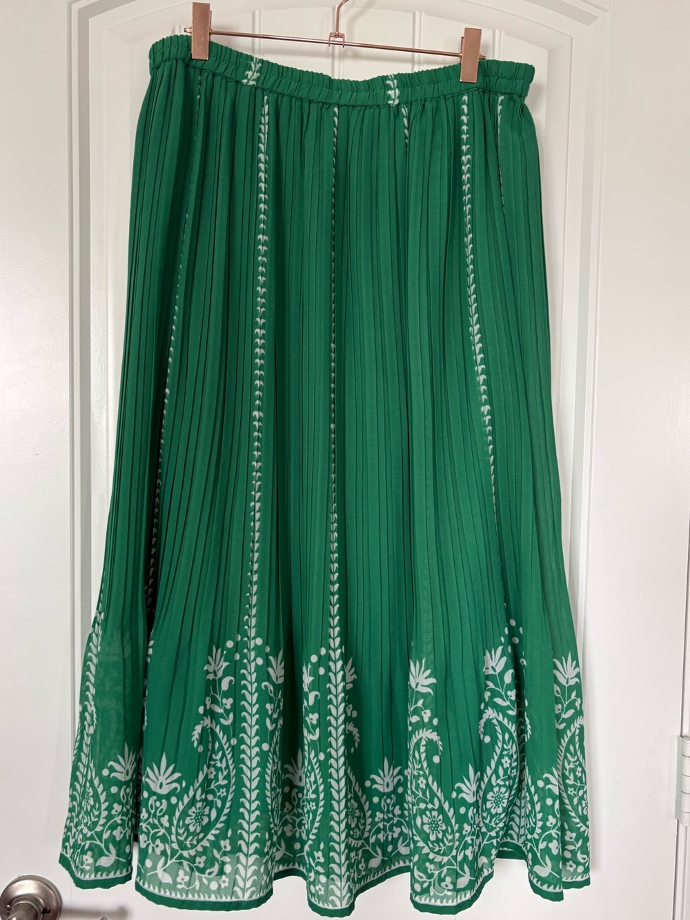 Anthony Richards Green print pleated sheer flowy maxi skirt. Size 1X. GORGEOUS